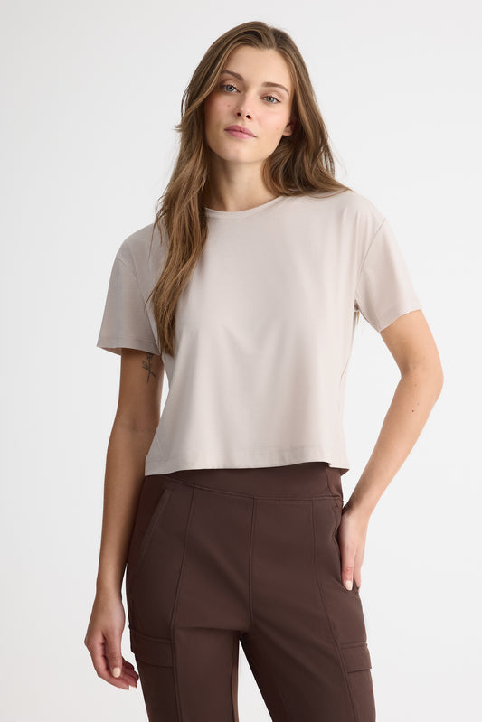 T-shirt col rond - Femme && GRIS PALE