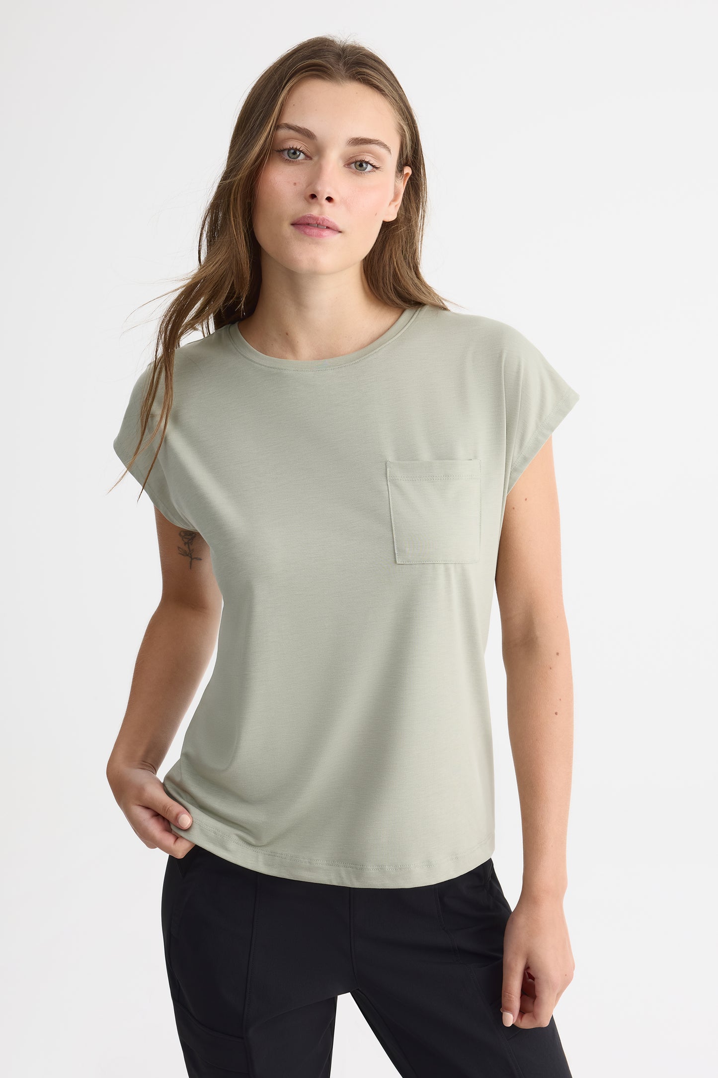 T-shirt col rond - Femme && VERT