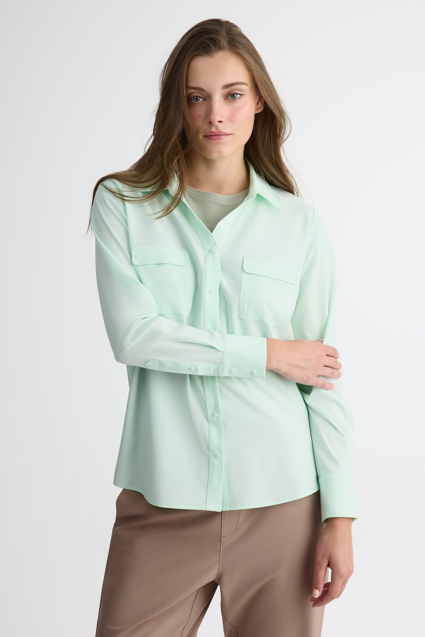 Chemise manches longues – Femme && VERT