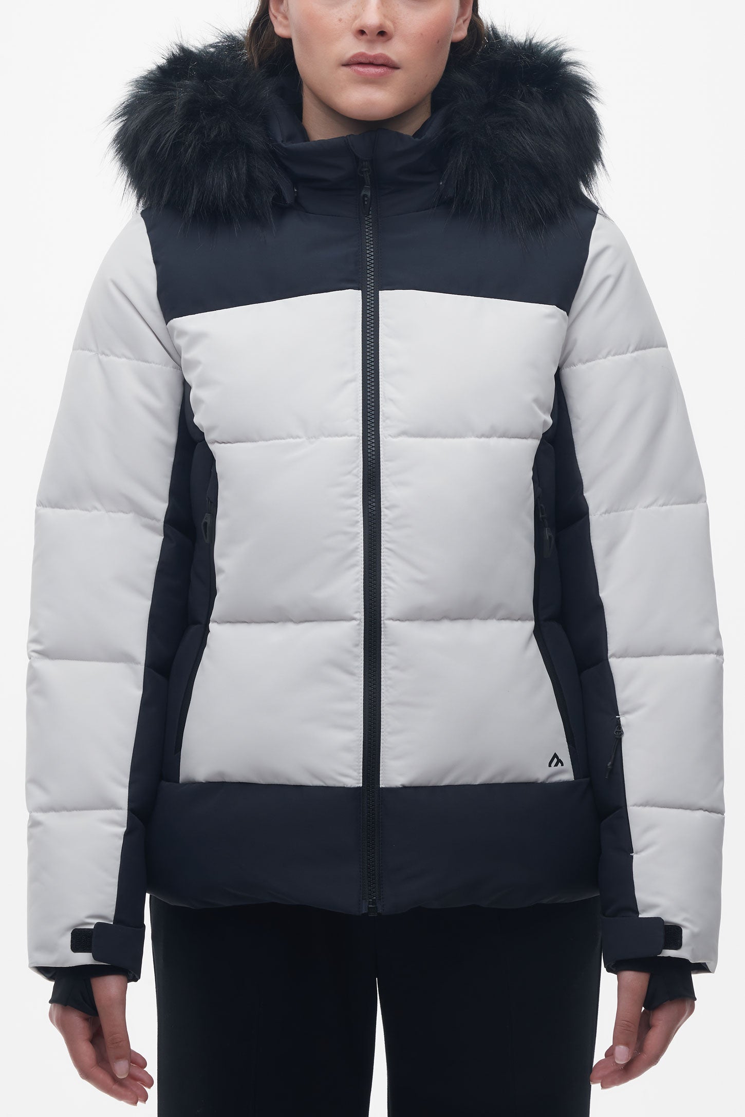 Manteau de ski matelassé imperméable - Femme && BLANC CASSÉ
