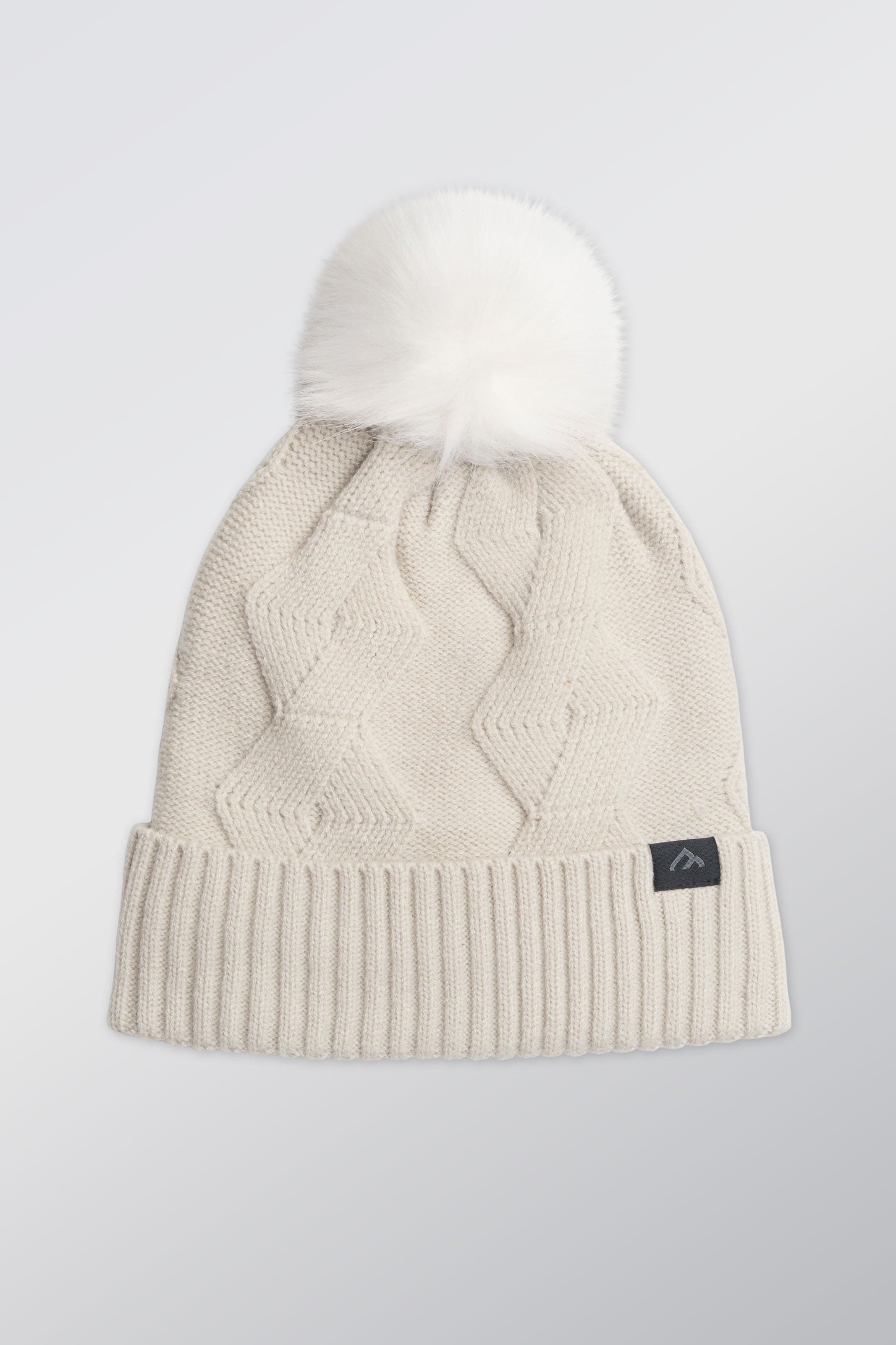 Tuque avec doublure en peluche et pompon - Femme && BLANC CASSÉ