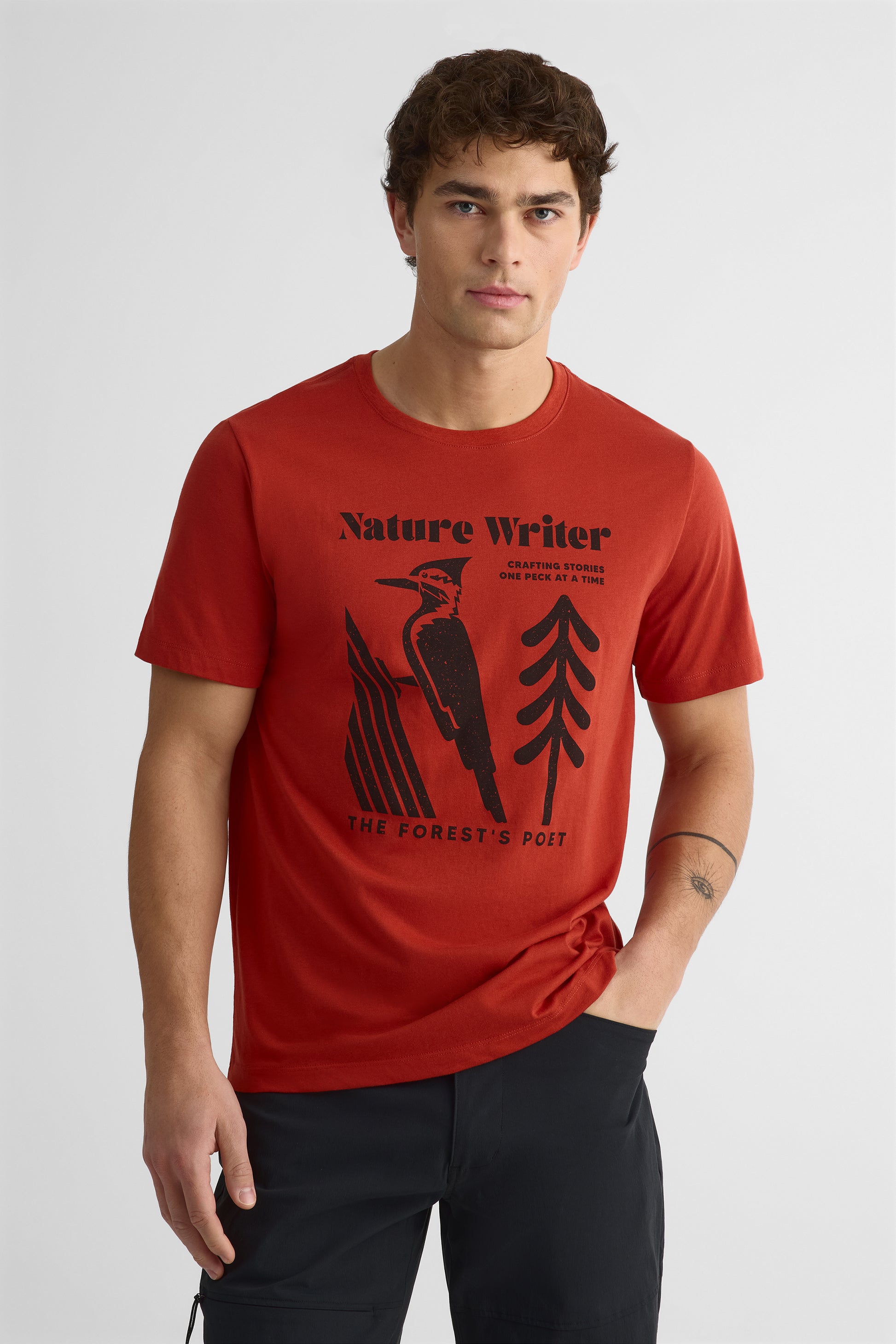 T-shirt avec fibres recyclées - Homme && ROUGE