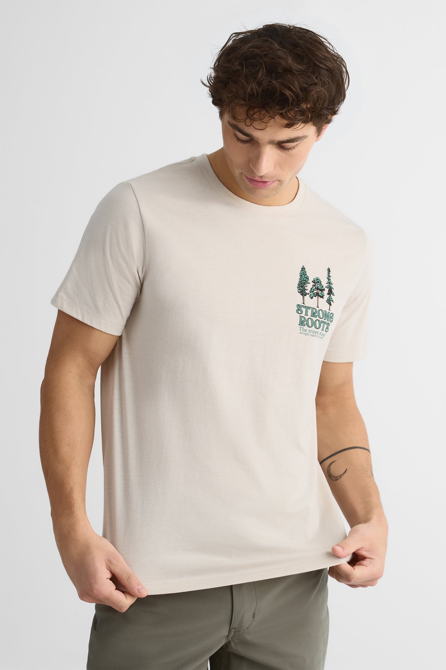 T-shirt avec fibres recyclées - Homme && BEIGE