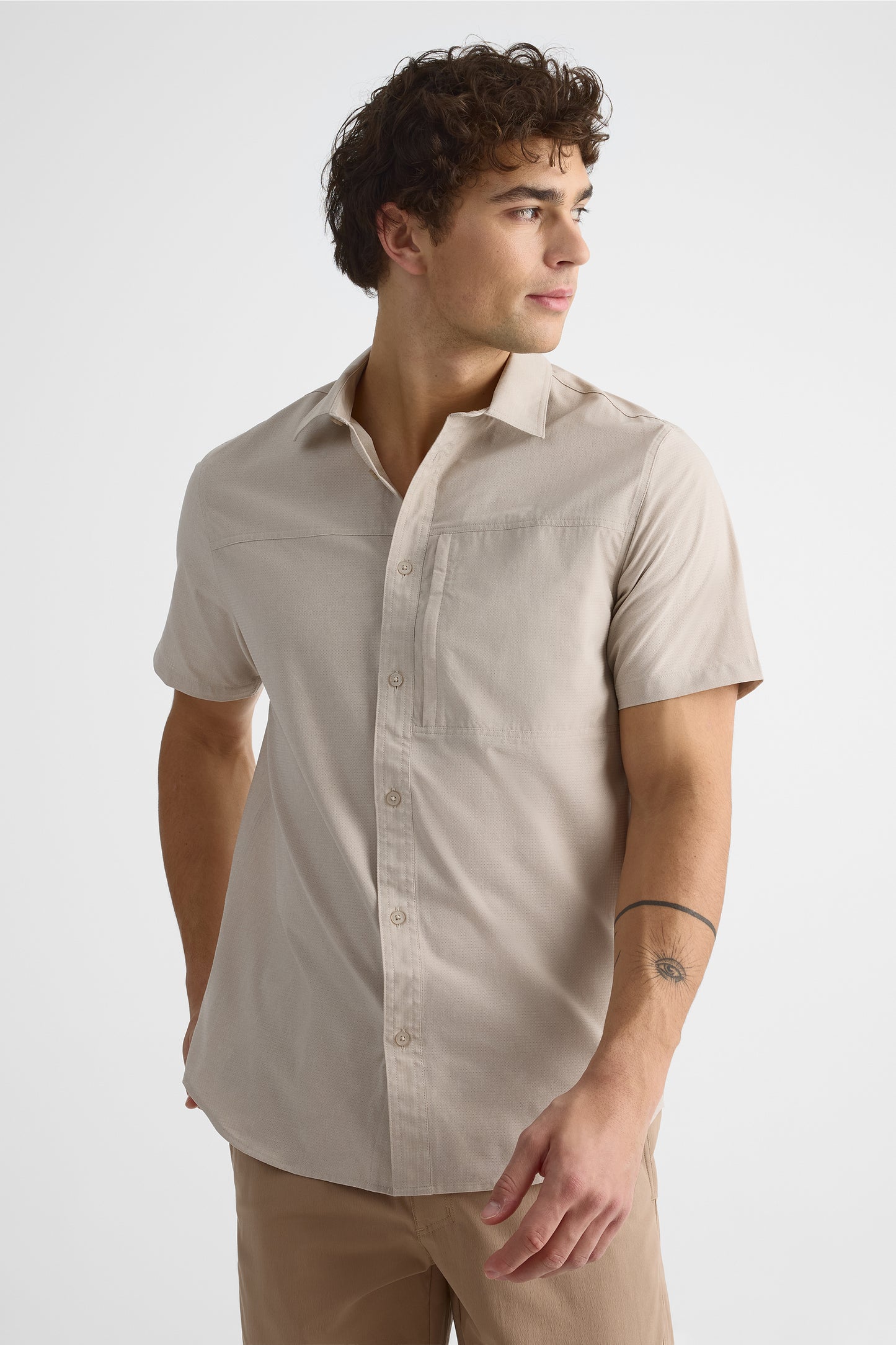 Chemise manches courtes - Homme && BEIGE