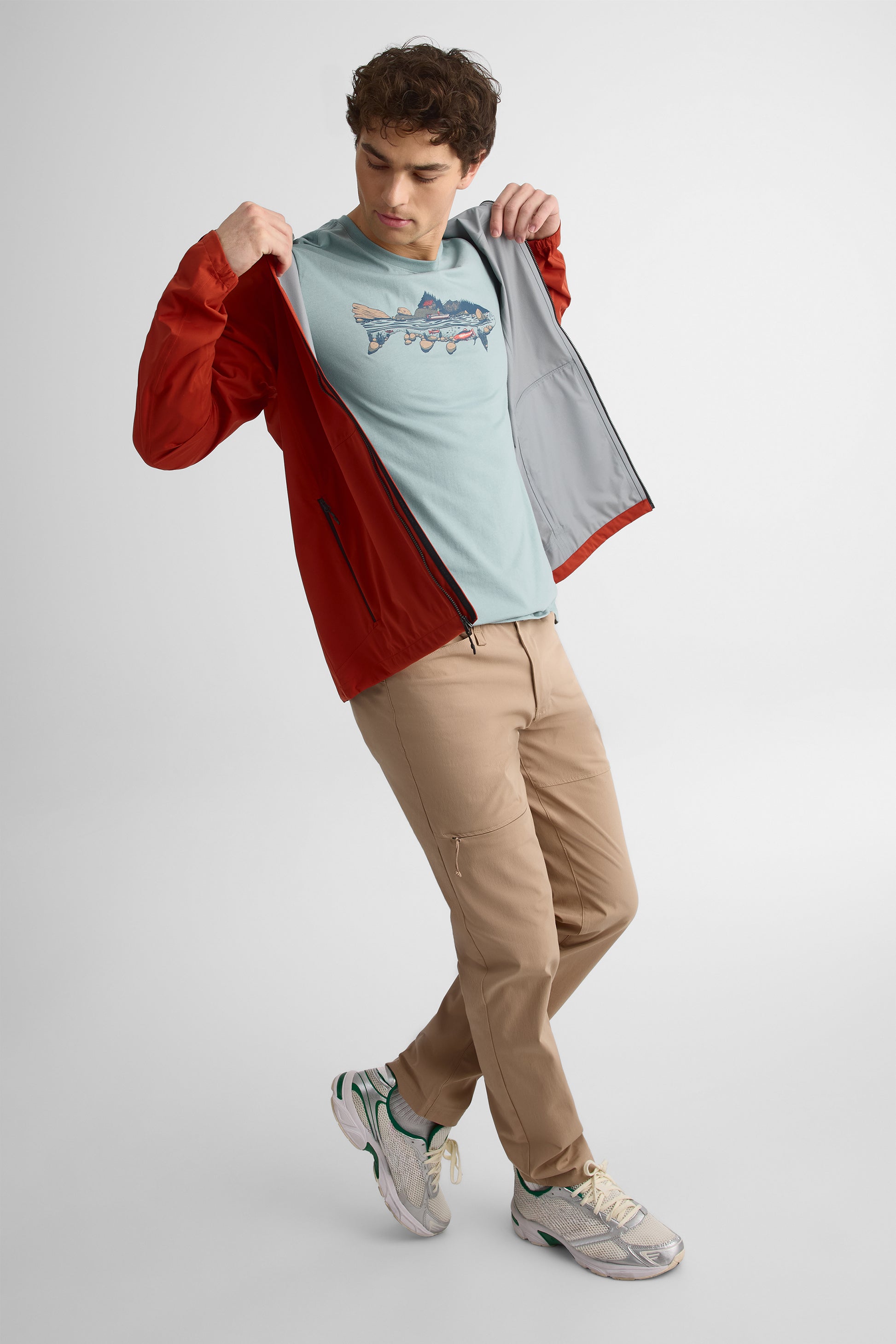 Manteau imperméable polyvalent - Homme && ROUGE