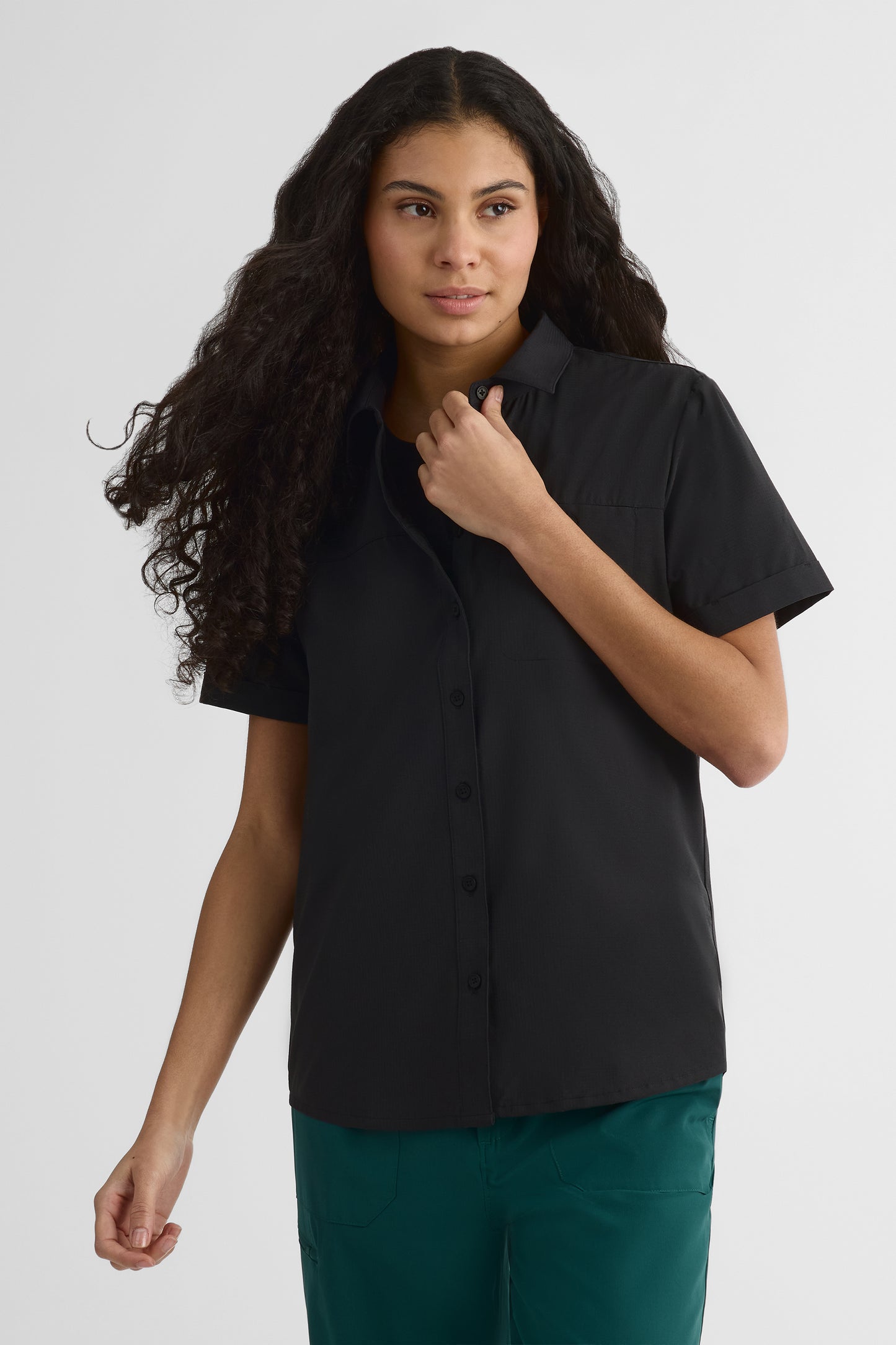 Chemise à manches courtes - Femme && NOIR