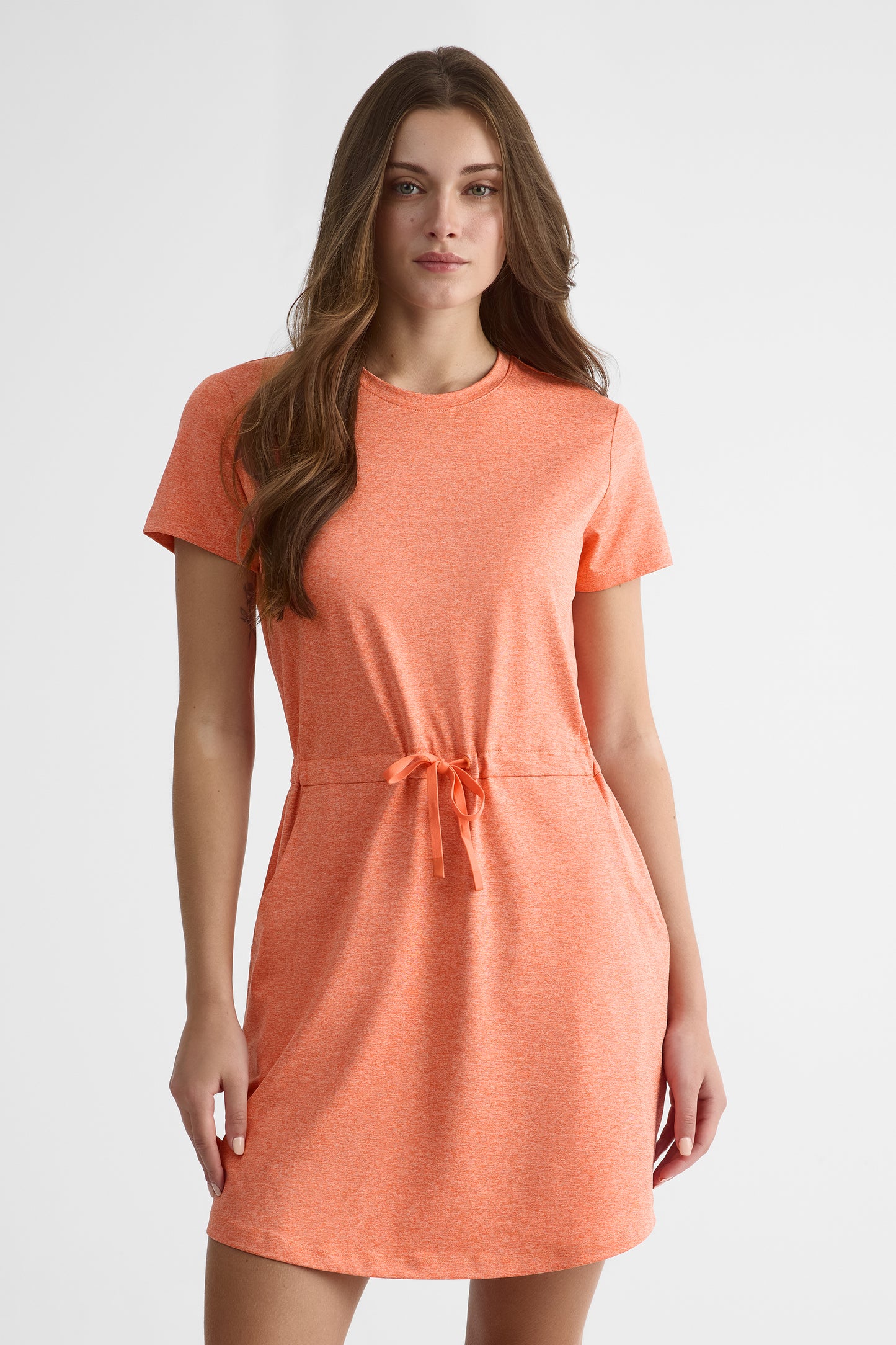 Robe à manches courtes - Femme && ORANGE