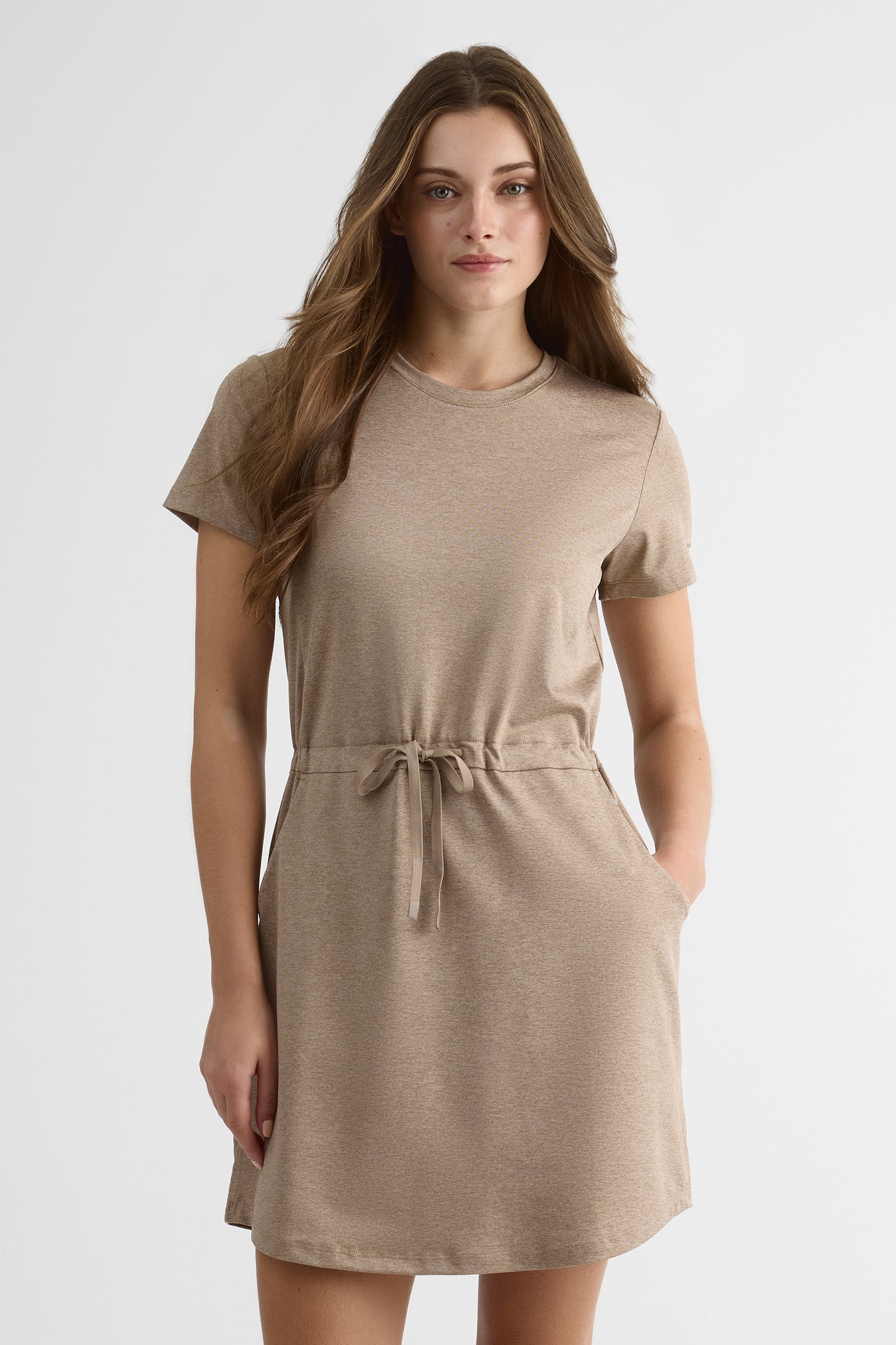 Robe à manches courtes - Femme && TAUPE