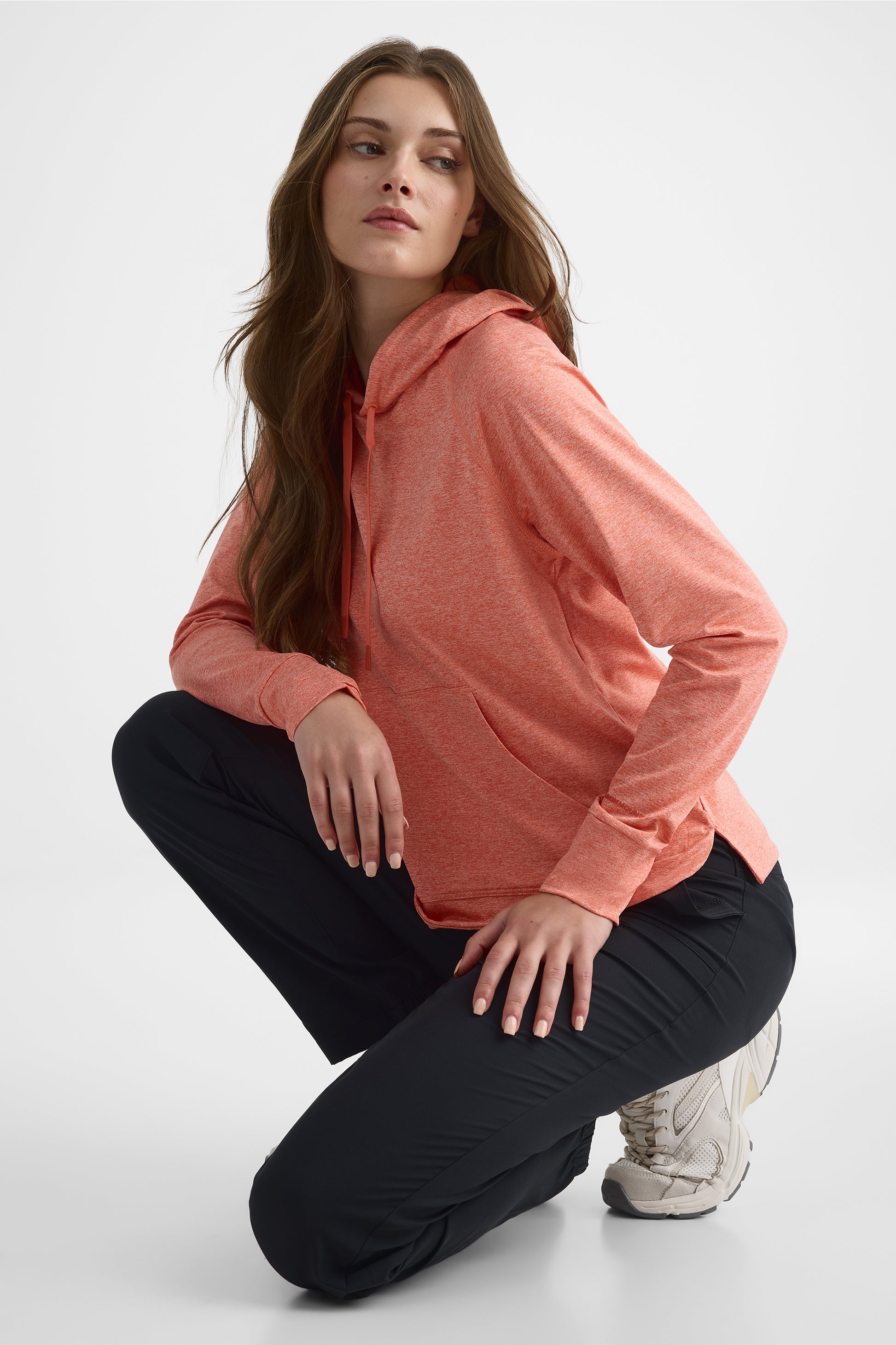 Chandail ultraextensible à capuchon - Femme && ORANGE