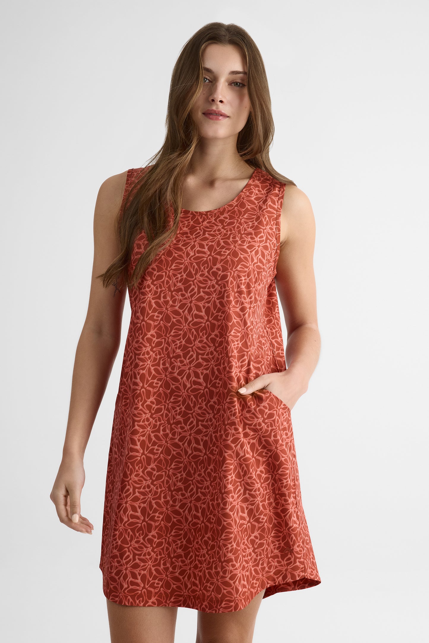 Robe sans manches - Femme && ORANGE MULTI