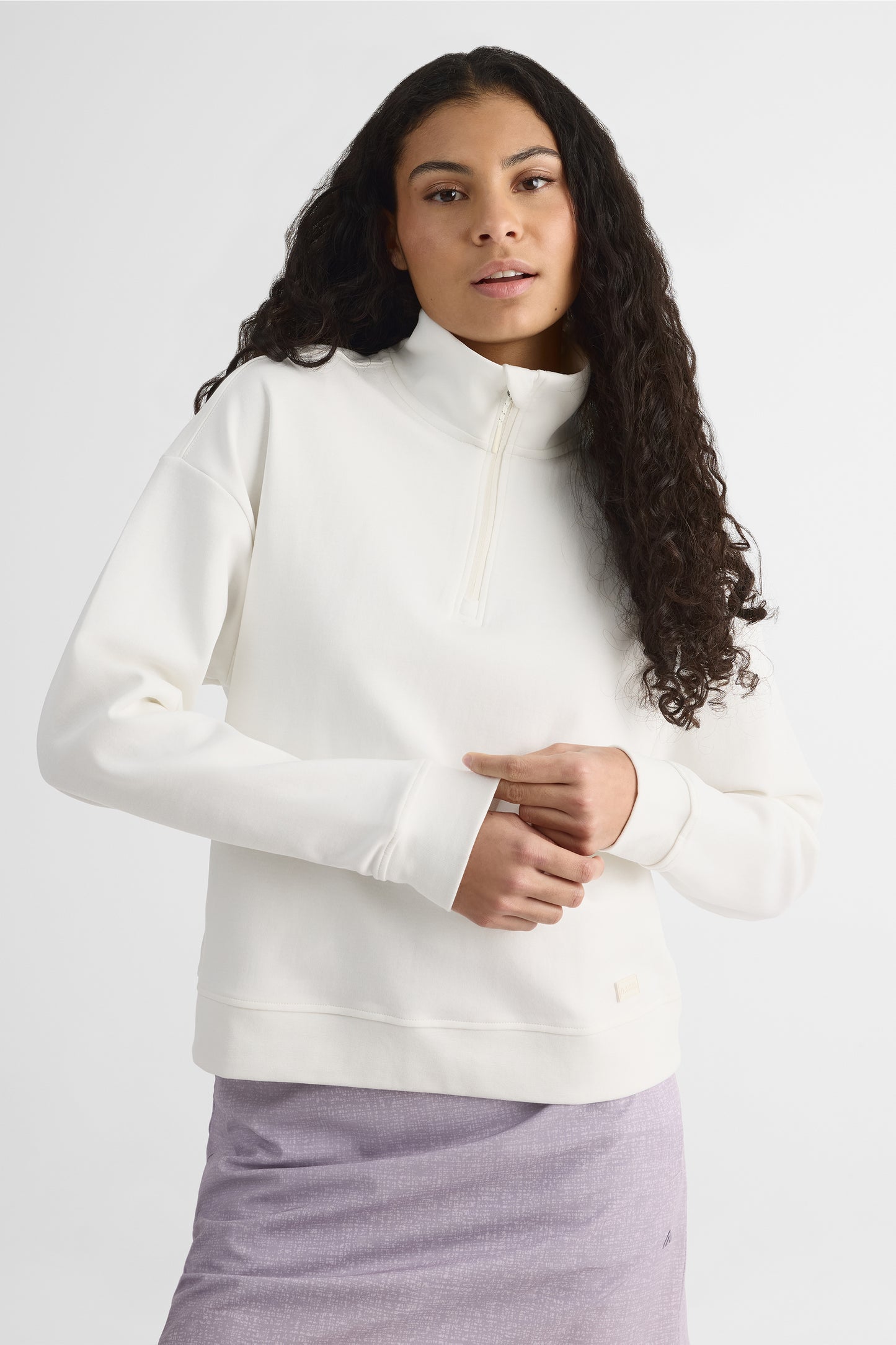 Chandail ouaté à col montant - Femme && BLANC