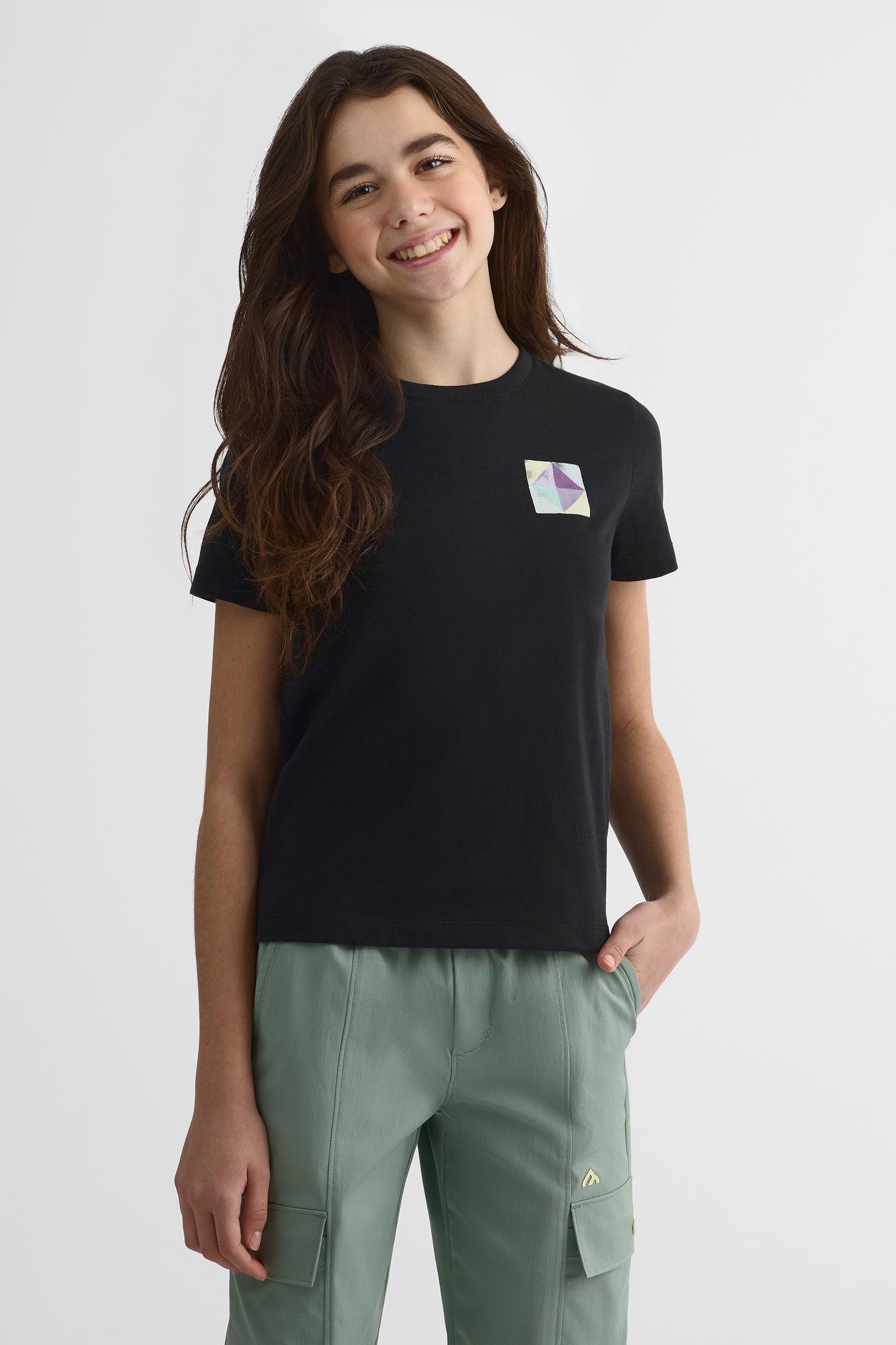 T-shirt avec fibres recyclées - Ado fille && NOIR